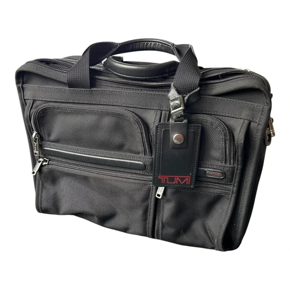 Tumi Laptop Bag Alpha Expandable Organizer Brief 26141D4 Black‎ Ballistic Nylon